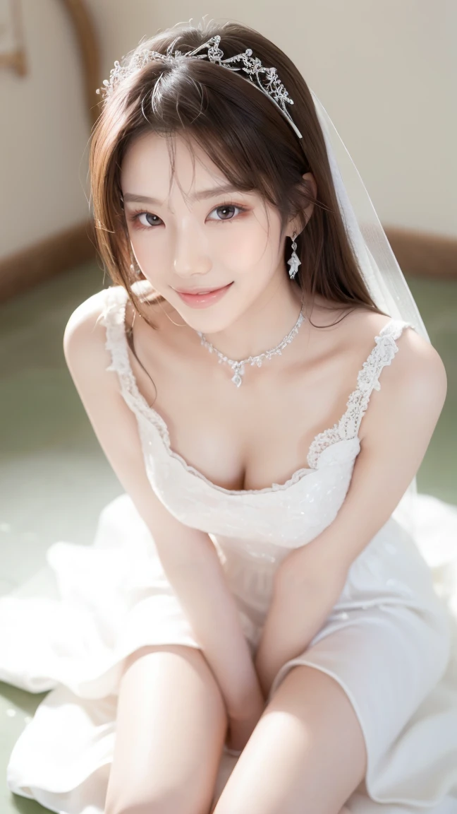 (Highest quality、Tabletop、8K、Best image quality、Award-winning works)、One beautiful bride、(alone:1.1)、(The most extravagant and gorgeous huge pure white wedding dress:1.1)、(Perfect Wedding Lace:1.2)、(The most gorgeous and luxurious giant tiara:1.1)、(The most extravagant and luxurious giant necklace:1.1)、あなたの最高の笑顔で私をplease look、The finest jewellery decoration、Perfect Makeup、Long eyelashes、Ultra HD Shining Eyes、Ultra HD Hair、Ultra-high resolution glossy lips、Ultra High Resolution Perfect Teeth、Super high resolution beautiful face、(Accurate anatomy:1.1)、Very bright and beautiful skin、very bright and vivid、Perfect beautiful bridal hairstyles、(Front facing body:1.1)、(Solid pink background:1.2)、Cleavage、nude、(The 肖像画 was taken from above the lying body: 1.3)、(( M-shaped legs spread, please look )))), (Show me your legs spread wide: 1.5), Real nipples, real open, (女性のマンコ汁がカメラにsquirtしている:1.2), Beautiful 20 year old Japanese girl, Stimulating the clitoris, masturbating and fingering, orgasm, Detailed facial features,(Front view), (squirt from pussy:1.2), (squirt:1.2), Remove the shoulder straps to expose your chest, (Showing realistic beautiful nipples:1.5)