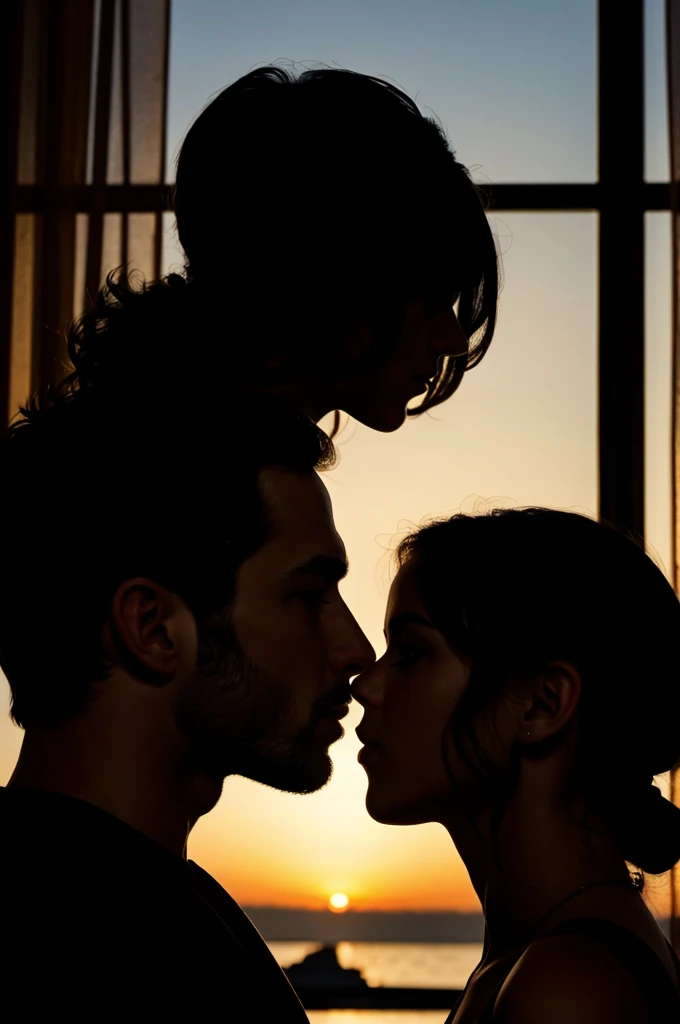 Silhouette of Aidan Gallaguer kissing beautiful girl