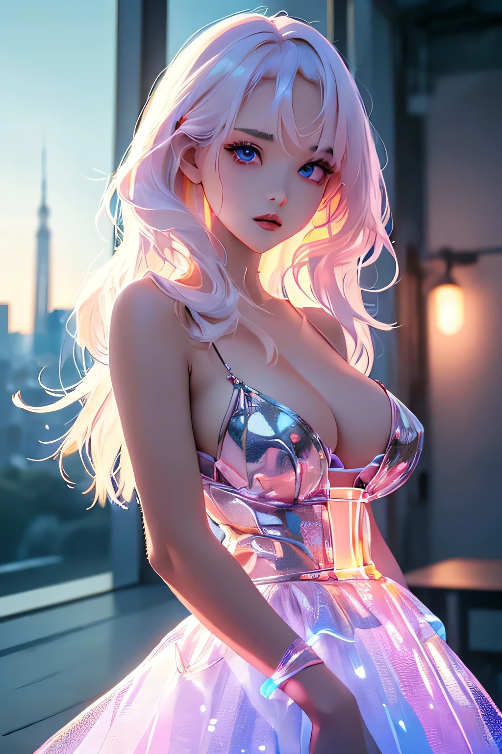 Highest quality、High resolution、Detailed Background、(Beautiful face in every detail:1.4)、Anatomically correct、(Detailed facial expressions)、Teenage beauty、(Highly detailed face:1.2)、(Huge breasts:1.2)、Cute hair colour、Braided long hair、Wavy Hairstyle、well-groomed eyebrows、Perfect body line、Cute Eye Makeup、Cute Lip Makeup、Calm and elegant look、Tokyo Tower、Eiffel Tower in Paris、New York's Central Park、night、深night、

(Beautiful model girl on the background of landmarks:1.5)、

Famous landmarks and structures、
A beautiful woman with an elegant and refined appearance、Dresses and summer dresses、Long skirts, etc.、
Wear glamorous and elegant fashion、
Walking slowly or standing gracefully with landmarks in the background、
Strike a pose that matches the atmosphere of the place.、
The camera angle is a composition that highlights the model&#39;s charm, such as a full-body shot or a close-up of the upper body.、
The lighting and color grading create an urban and romantic impression.、so beautiful