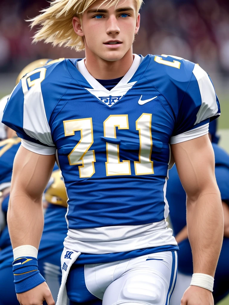Dack, handsome young college football jock with bleached blonde hair and bright blue eyes.