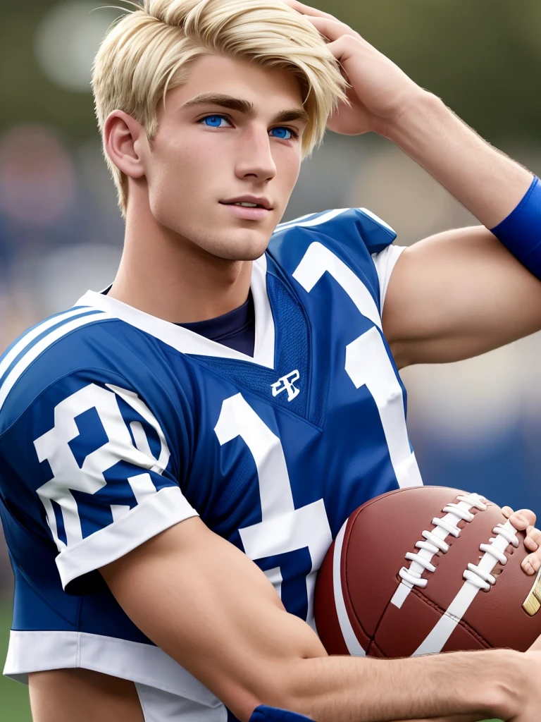 Dack, handsome young college football jock with bleached blonde hair and bright blue eyes.