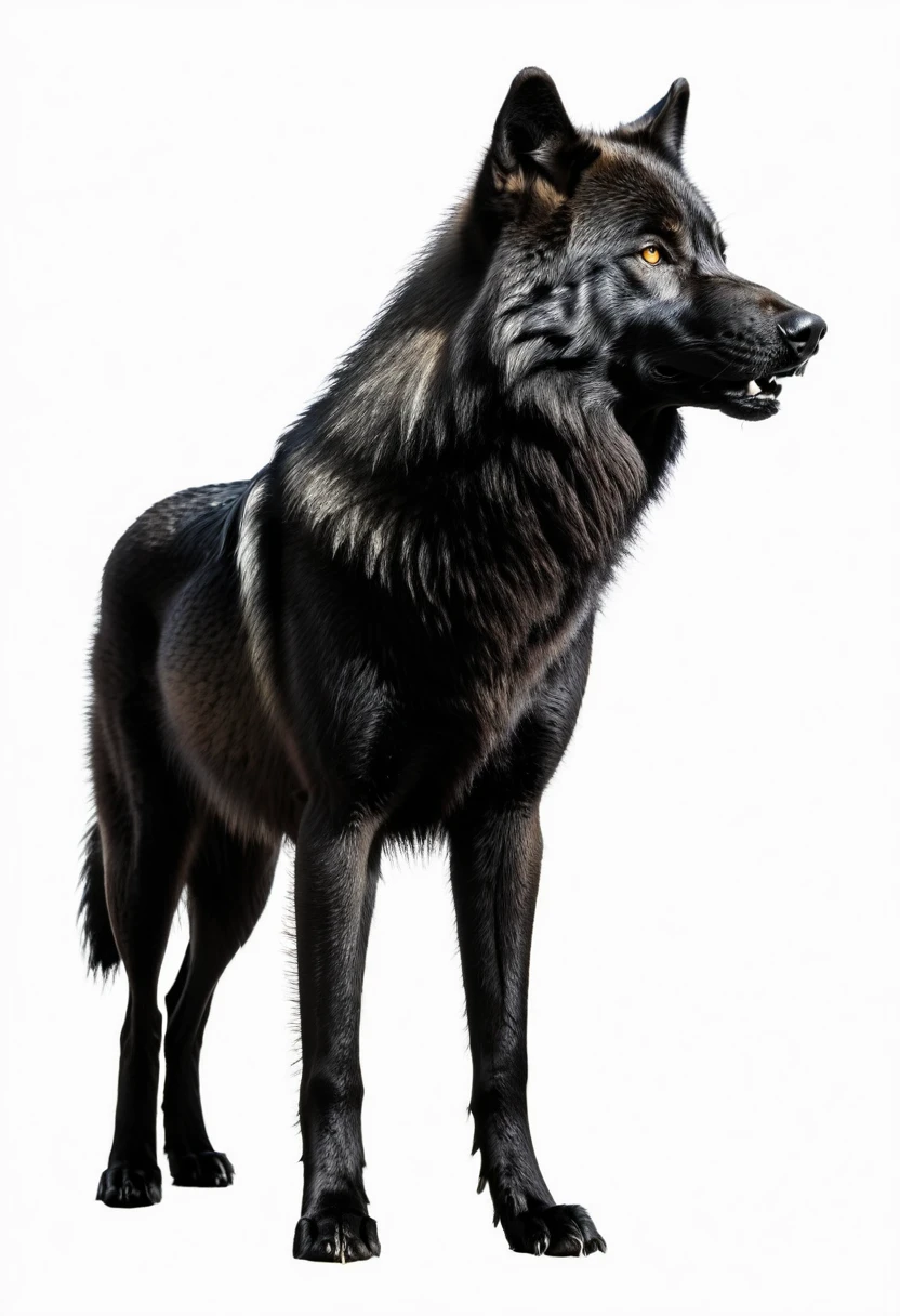 BLACK SILOUETTE OF A BIG WOLF ,WHITE BACKGROUND