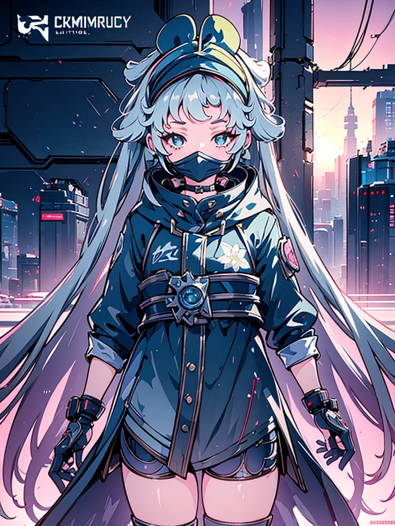 a beautiful detailed anime girl, sexy urban futuristic outfit, subzero mortal kombat mask covering mouth, submachine gun on back, masterpiece, 8k, ultra-detailed, photorealistic, intricate details, dramatic lighting, vibrant colors, cinematic composition, cyberpunk, science fiction, concept art style