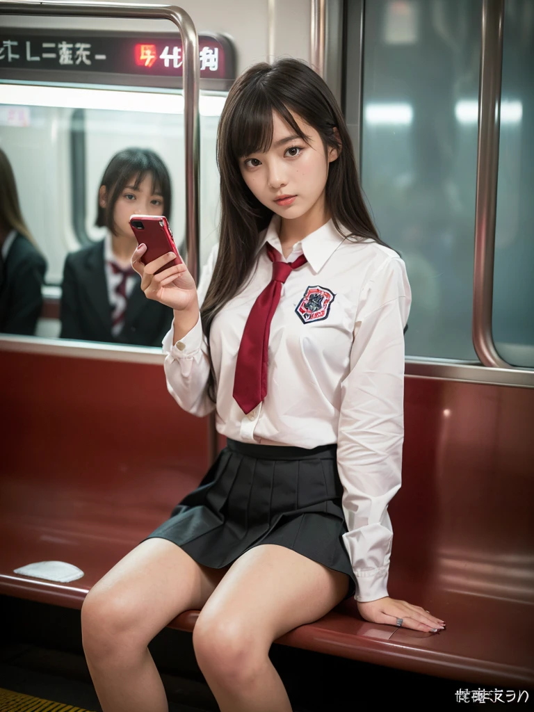 8k, RAW Portrait (Japanese women),masterpiece、Photorealistic:1.3、Realistic, Ultra-high resolution, Highest quality, Real Life Photos ,(((Showing panties:1.4)))、((Visible panties:1.4))、((A girl sitting on a chair on a Yamanote Line train and looking at her smartphone))、
((((1 girl:1.5)))), (((電車内でskirtをたくし上げてShowing off panties女子高生:1.4)))、(Cute Face:1.3)、日本の1 girl,((Japanese schoolgirl))、((1 real high school girl))、((((Japanese High School Uniform:1.6))))、 Black Hair,(Written boundary depth:1.3)、 ((Dark brown eyes:1.2))、(Realistic skin texture:1.3)、(Immersive atmosphere:0.8、Chiaroscuro:1.2) 、(Viewer:1.3)、((Expressionless:1.3))、((Red cheeks:1.1))、((She's wearing tiny silk panties))、((Showing off panties:1.4))、((skirtをまくる女性))、((Highlight the panties))、The cutest girl in the world、((Spread your legs out to the side:1.4))、プリーツskirt、skirt、skirtリフト、skirtをたくし上げて