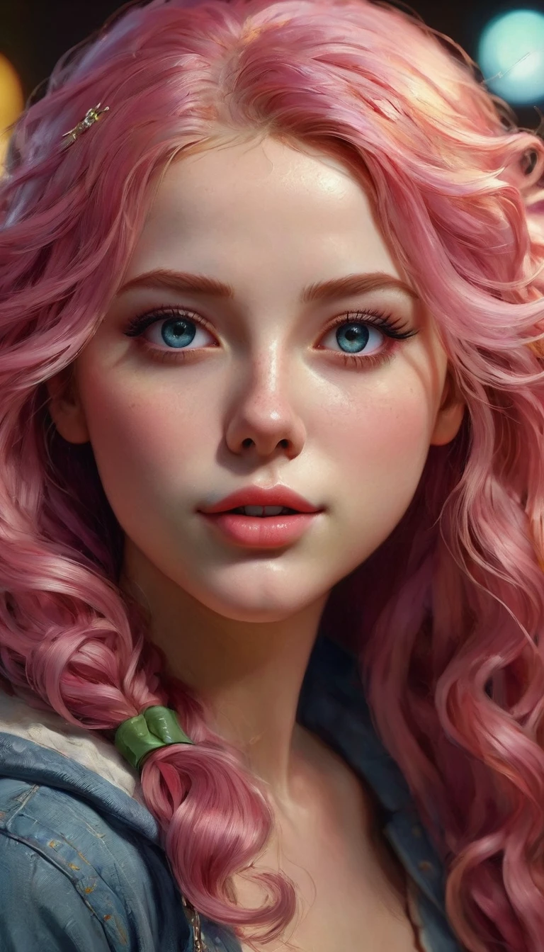 plano general, whole body, cheered up:1.5, A girl with long pink hair, Beautiful detailed eyes, beautiful detailed lips, extremely detailed face and eyes, long eyelashes, Modern, side-scan cinematic lighting., ray tracing, drop shadow, plano general, high detail, textured skin, 4k best quality, photorealistic, vivid colors, Masterpiece, digital art