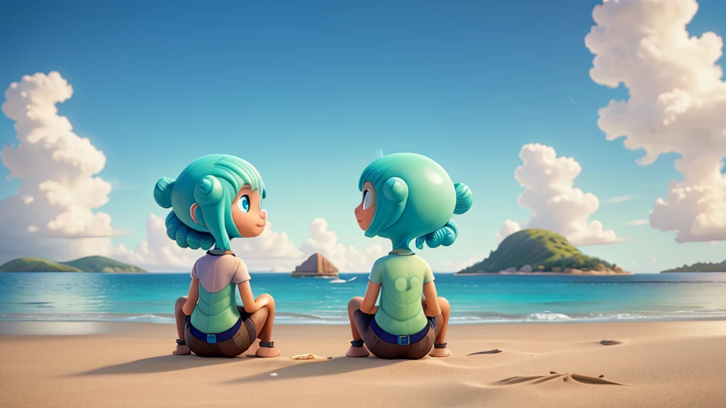 2 friends on the beach looking at the sea with cannabis sativa vegetation