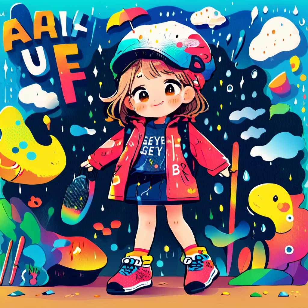 A smiling girl dancing in the rain,beautiful detailed eyes, beautiful detailed lips, extremely detailed eyes and face, long eyelashes, portrait, dynamic pose, wet clothes, rain drops, colorful umbrella, whimsical, atmospheric lighting, vibrant colors, detailed background, fantasy, magical realism, photorealistic, 8K, highest quality, masterpiece
