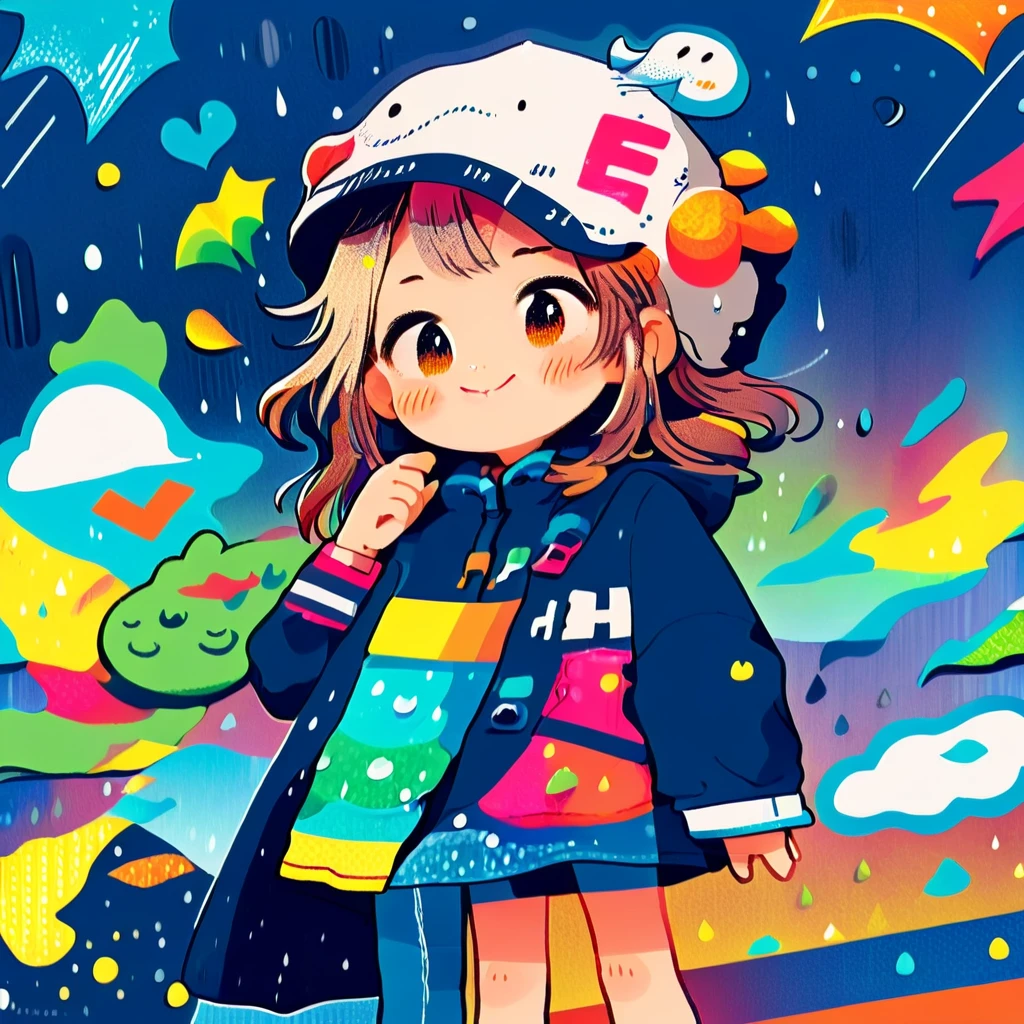 A smiling girl dancing in the rain,beautiful detailed eyes, beautiful detailed lips, extremely detailed eyes and face, long eyelashes, portrait, dynamic pose, wet clothes, rain drops, colorful umbrella, whimsical, atmospheric lighting, vibrant colors, detailed background, fantasy, magical realism, photorealistic, 8K, highest quality, masterpiece