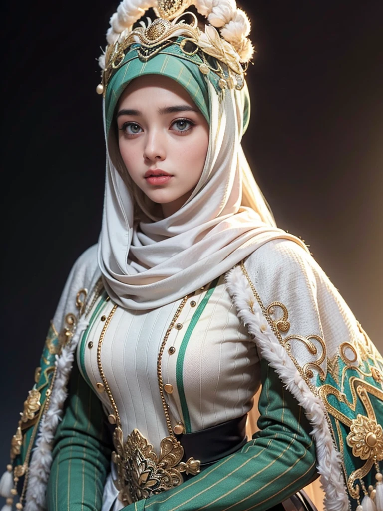 (RAW photo, best quality), POV, (realistic, photo-realistic:1.3), ((palestine flag patterns Sweaters Outfits)), HIJAB OUTFITS DRESS, best quality of Hijab Girl, Full Hijab Dress, highly detailed, masterpiece, ultra-detailed, illustration, 1girl, upper_body, dynamic angle, world masterpiece hijabi, extremely detailed CG unity 8k wallpaper, ink, Amazing, cinematic lighting,
