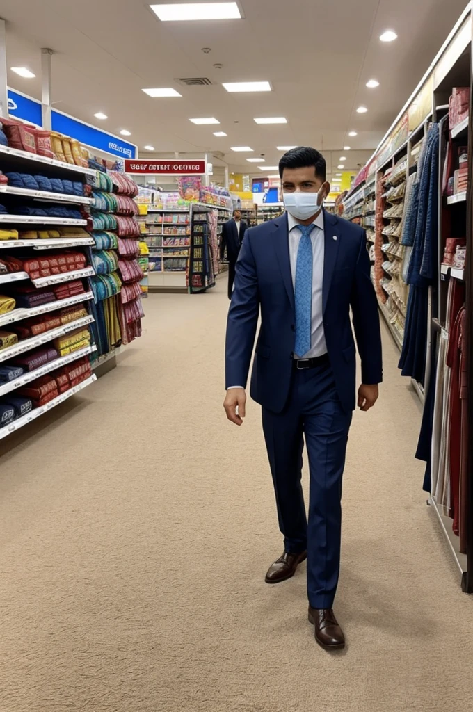 A man entered a store and dropped a pass on a carpet