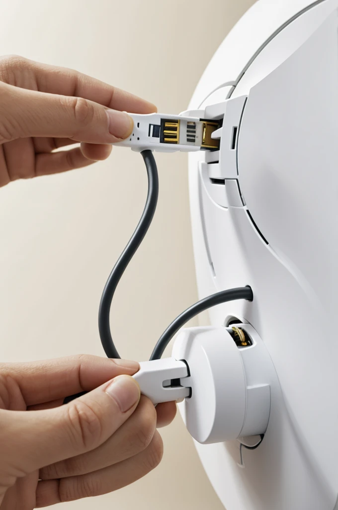 Person unplugging the cable of a small white router