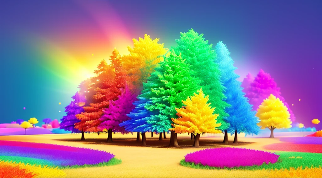 Create a 3d irs rainbow background in vibrant colors, not Disney Pixar style, best qualityer