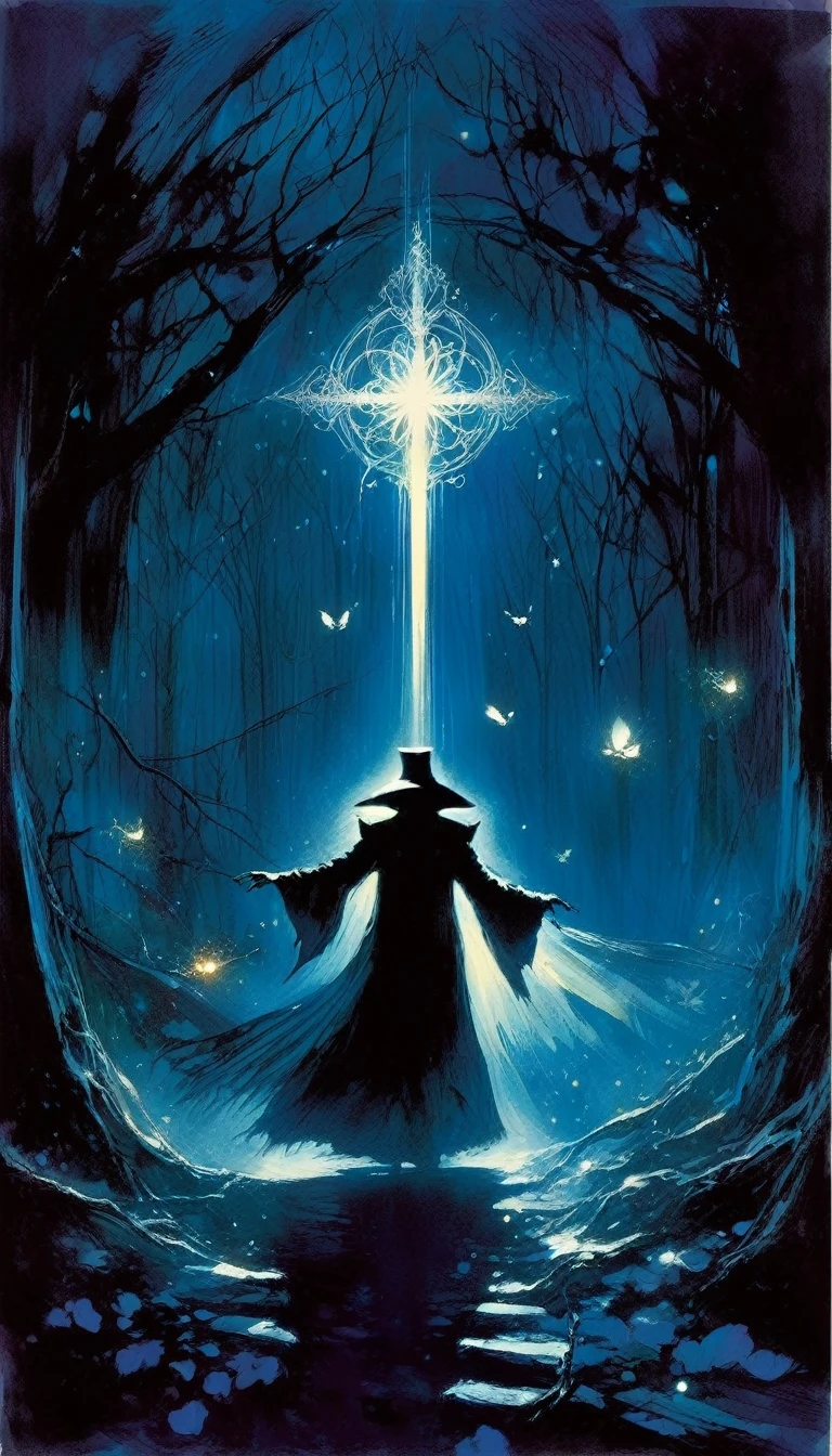 love and death, magic, dark, fantasy, night, inspired by Bill Sienkiewicz
