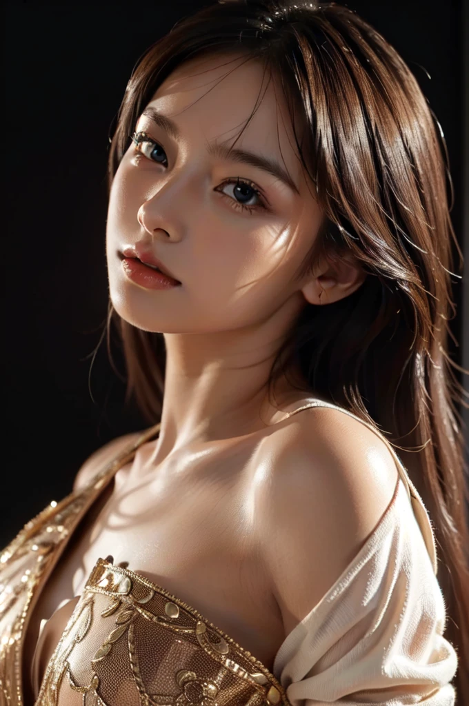 dressed, (photo realistic:1.4), (hyper realistic:1.4), (realistic:1.3),
(smoother lighting:1.05), (increase cinematic lighting quality:0.9), 32K,
1girl,20yo girl, realistic lighting, backlighting, light on face, ray trace, (brightening light:1.2), (Increase quality:1.4),
(best quality real texture skin:1.4), finely detailed eyes, finely detailed face, finely quality eyes,
(tired and sleepy and satisfied:0.0), face closeup, t-shirts,
(Increase body line mood:1.1), (Increase skin texture beauty:1.1)