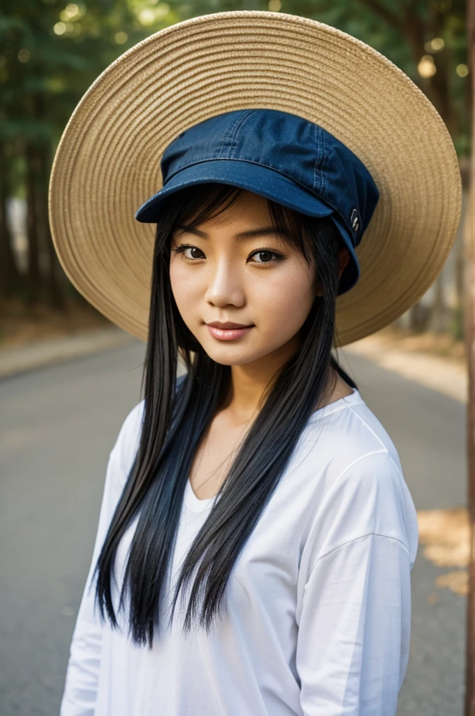 An Asian with a mini brim