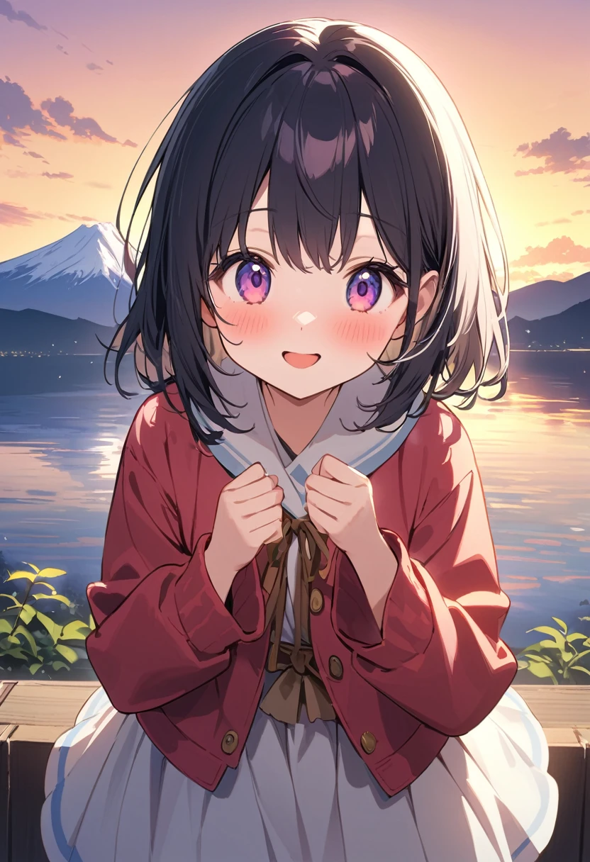Highest quality、High resolution、Detailed Background、Beautiful face in every detail、Detailed facial expressions、Teenage beauty、Highly detailed face、summer、Fuji Mountain、dawn、dawn、Asahi、
(summerのFuji Mountainでご来光を見る少女:1.5)、
summerのFuji Mountainでご来光を見る瞬間は一生忘れられない思い出となることでしょう、
I was filled with emotion and gratitude.、It marks the beginning of a new day、cute
