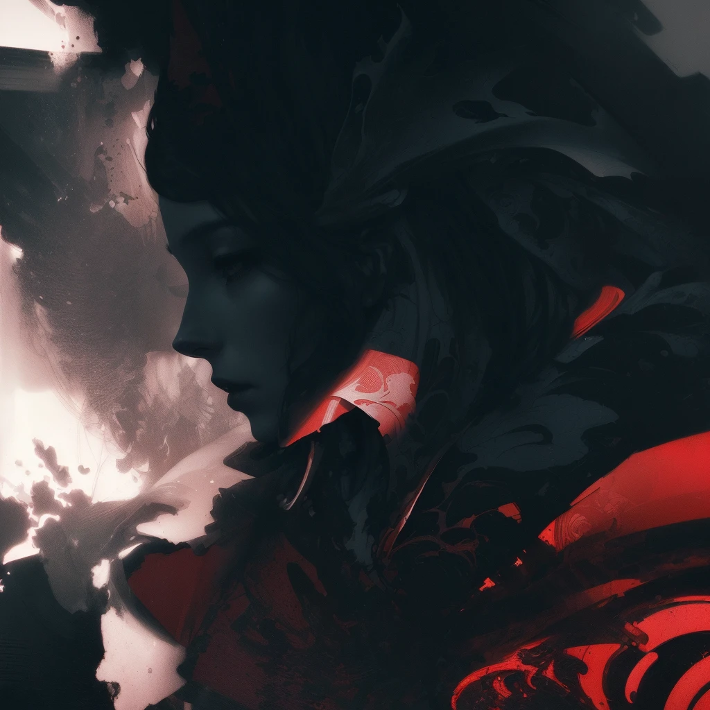 there is a woman in a red dress and a black and white photo, Nick Knight, Casey Baugh and James Jean, beeple and alphonse mucha, Benedict Bana, beeple and james jean, James Jean Soft Light 4K, James Jean Soft Light 4K, James Jean and Wlop, low detail. digital painting, baroque digital painting
