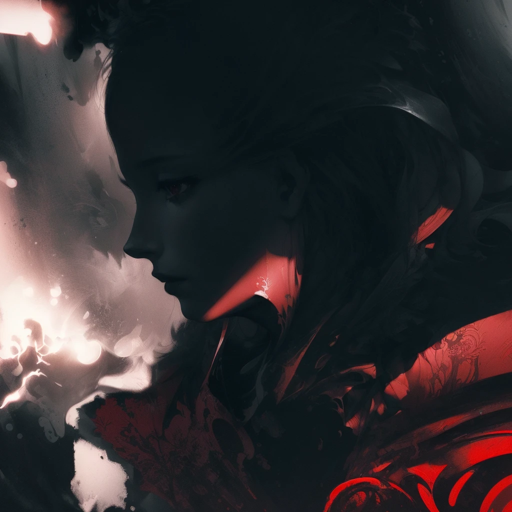 there is a woman in a red dress and a black and white photo, Nick Knight, Casey Baugh and James Jean, beeple and alphonse mucha, Benedict Bana, beeple and james jean, James Jean Soft Light 4K, James Jean Soft Light 4K, James Jean and Wlop, low detail. digital painting, baroque digital painting