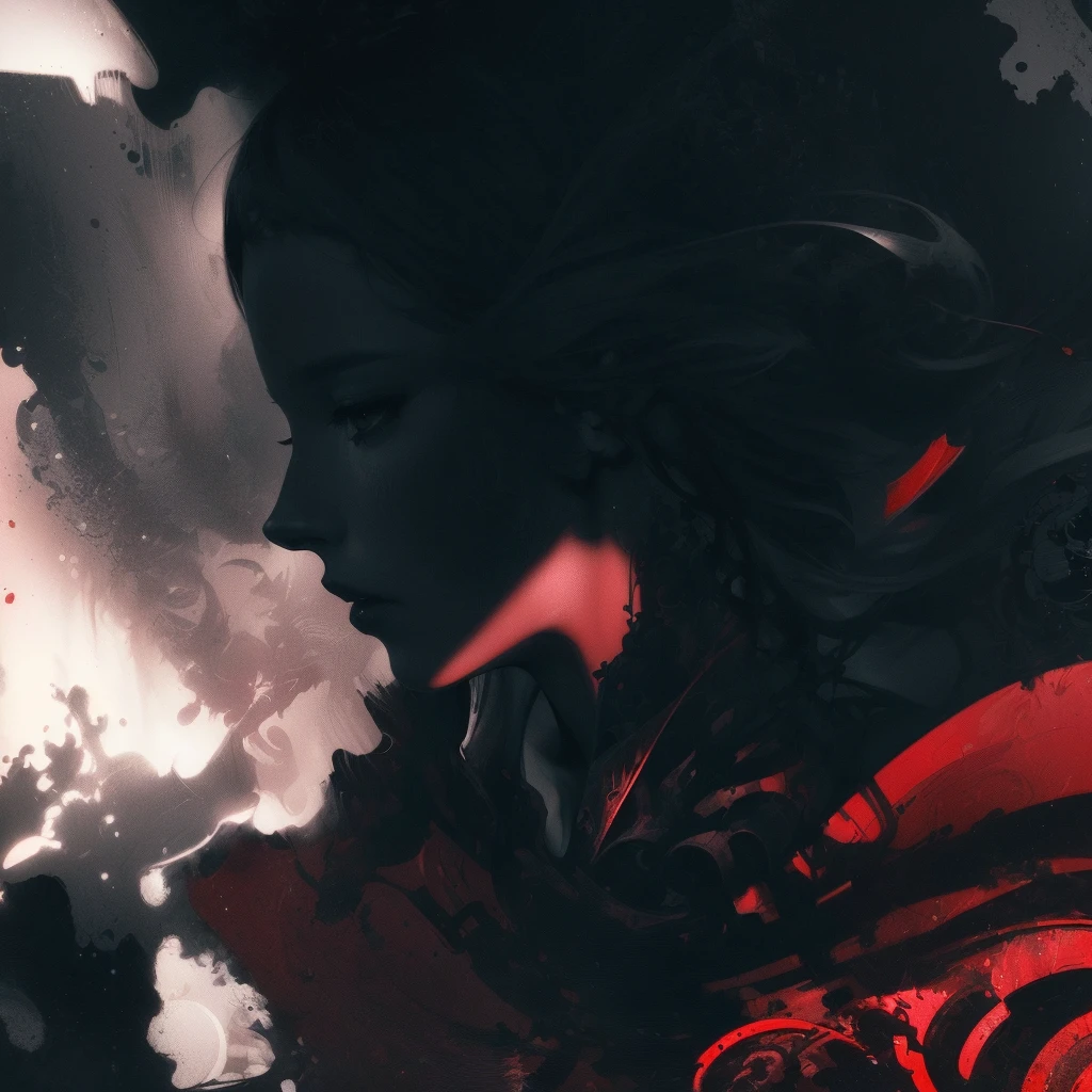 there is a woman in a red dress and a black and white photo, Nick Knight, Casey Baugh and James Jean, beeple and alphonse mucha, Benedict Bana, beeple and james jean, James Jean Soft Light 4K, James Jean Soft Light 4K, James Jean and Wlop, low detail. digital painting, baroque digital painting