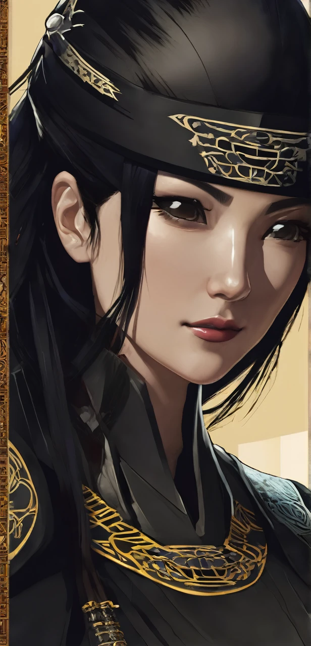 Miss Nightmare in light armor black hair she is a ninja