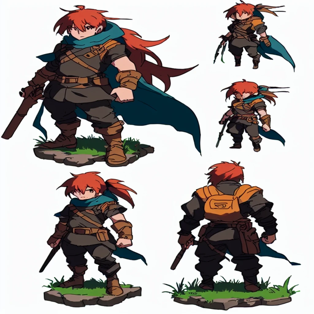 a set of four images of a character with different poses, jrpg character art, rpg character art, character art, jrpg character, Hero character art, For that + conceptual artwork, rpg conceptual artwork character, rpg character conceptual artwork, colored conceptual artwork, high-quality character design, rpg character, ( ( character conceptual artwork ) ), Personagem de Final Fantasy Tactics, game character art