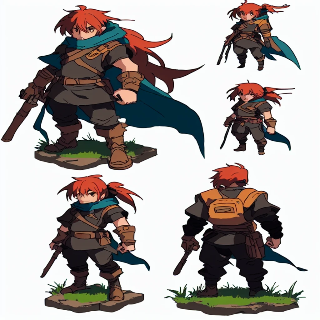 a set of four images of a character with different poses, jrpg character art, rpg character art, character art, jrpg character, Hero character art, For that + conceptual artwork, rpg conceptual artwork character, rpg character conceptual artwork, colored conceptual artwork, high-quality character design, rpg character, ( ( character conceptual artwork ) ), Personagem de Final Fantasy Tactics, game character art