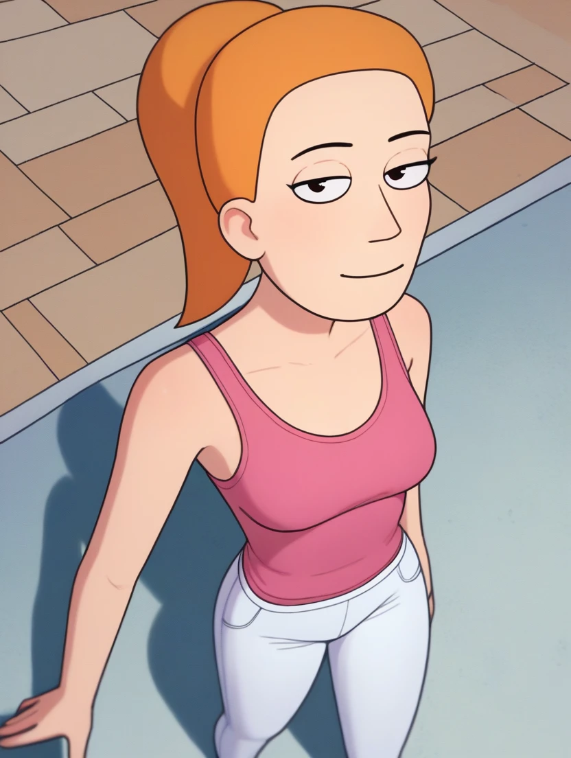 score_9,score_8_above,score_7_above,score_6_above,score_5_above,score_4_above Summer Smith,Orange hair, white pants, pink tank top, sexy