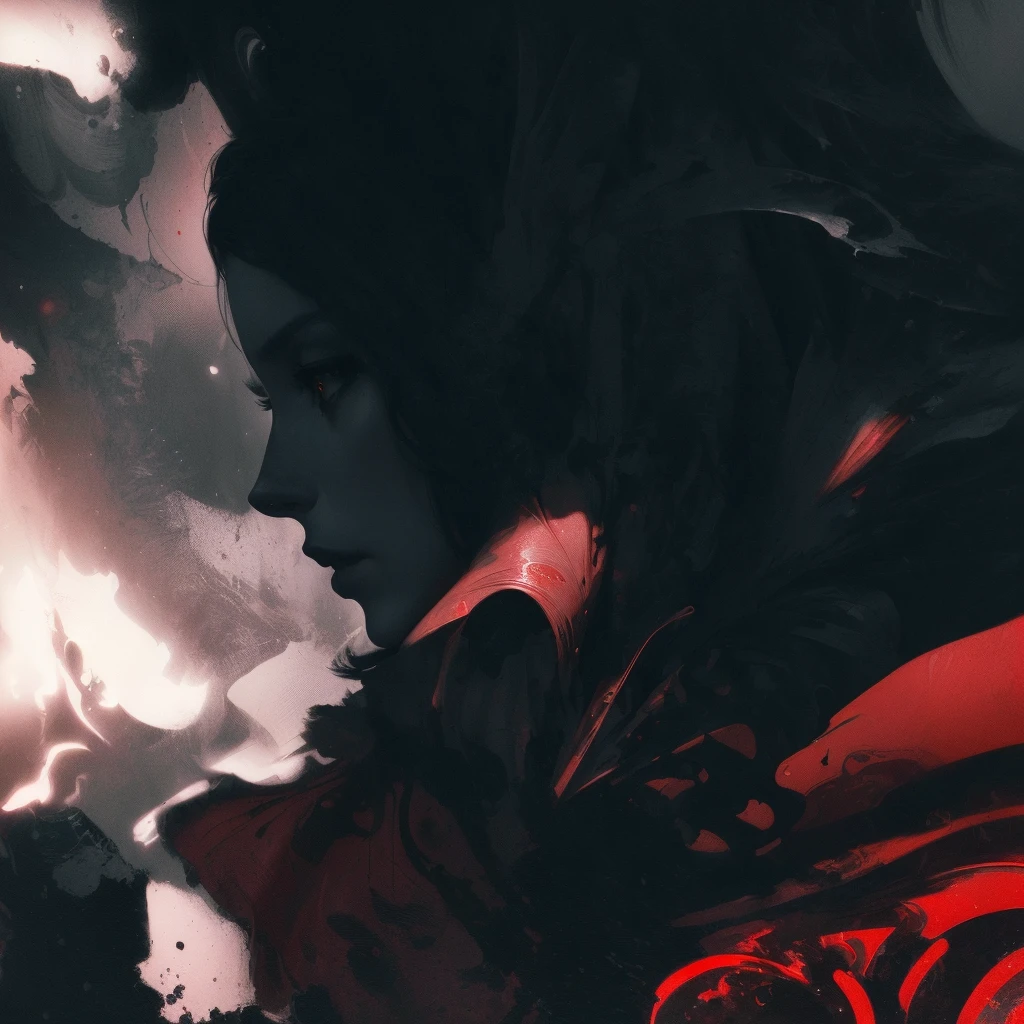 there is a woman in a red dress and a black and white photo, Nick Knight, Casey Baugh and James Jean, beeple and alphonse mucha, Benedict Bana, beeple and james jean, James Jean Soft Light 4K, James Jean Soft Light 4K, James Jean and Wlop, low detail. digital painting, baroque digital painting