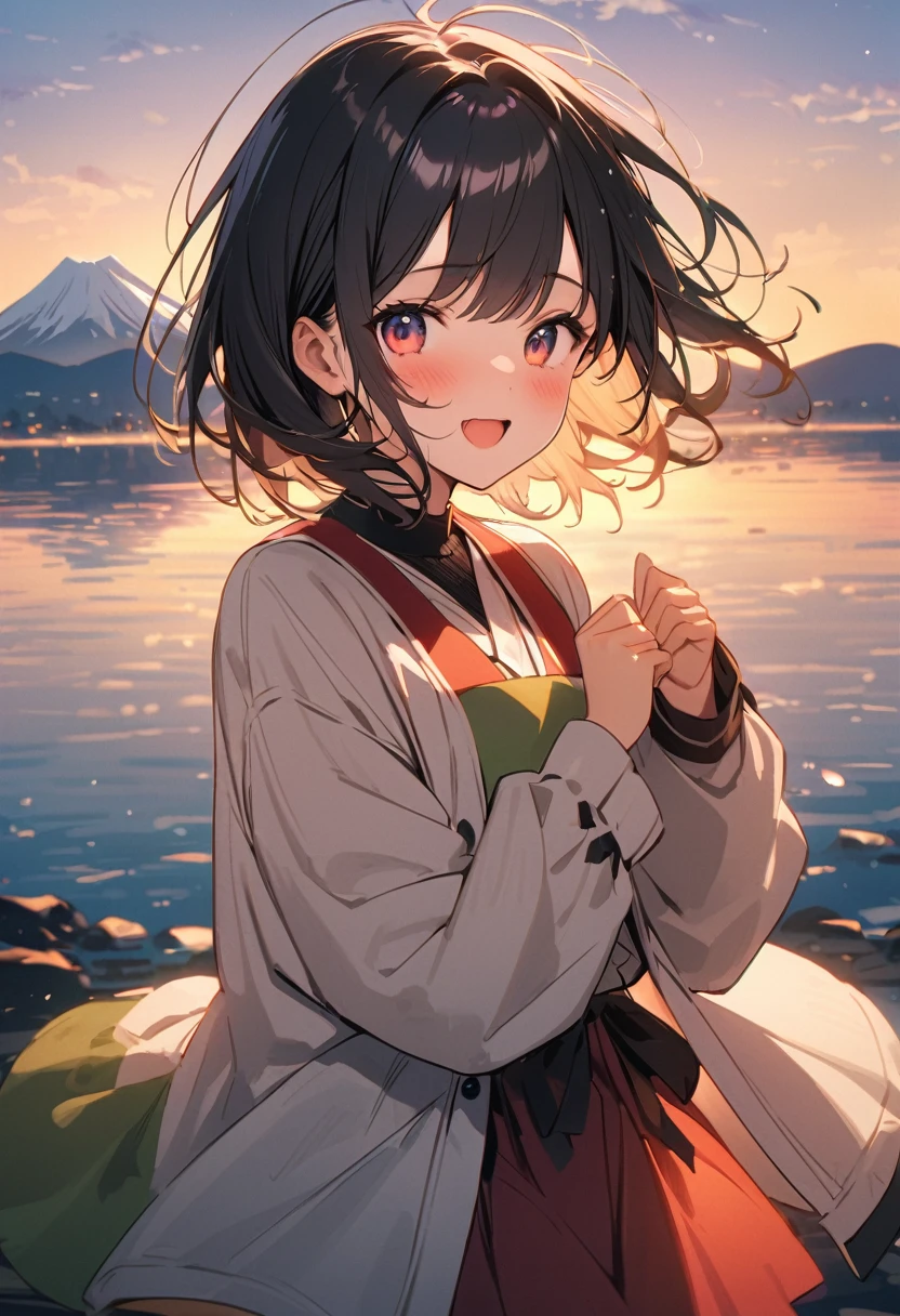 Highest quality、High resolution、Detailed Background、Beautiful face in every detail、Detailed facial expressions、age beauty、Highly detailed face、summer、Fuji Mountain、dawn、dawn、Asahi、
(summerのFuji Mountainでご来光を見る少女:1.5)、
summerのFuji Mountainでご来光を見る瞬間は一生忘れられない思い出となることでしょう、
I was filled with emotion and gratitude.、It marks the beginning of a new day、cute