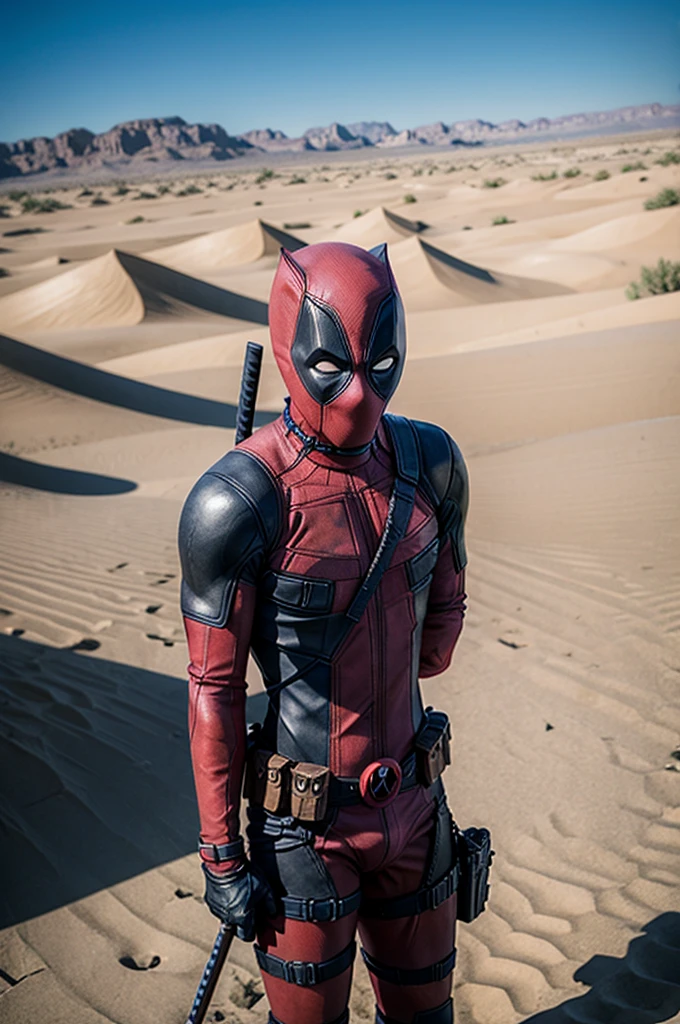 Deadpool alone in the desert 