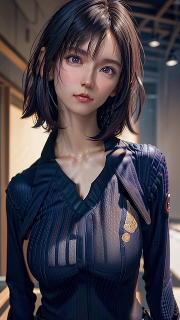solo, looking at viewer, short hair, bangs, blue eyes, brown hair, shirt, 1boy, hair between eyes, purple eyes, collarbone, jacket, upper body, male focus, parted lips, collared shirt, sweatdrop, black jacket, red shirt, multicolored eyes