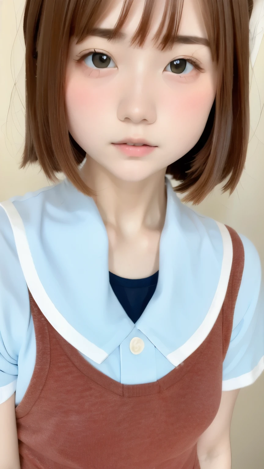 (masterpiece, Highest quality:1.2), One Girl, , cute, Expressionless, alone, Small Nose, Small red cheeks and nose, 非常にcute表情, Random hairstyle, Flat Chest、