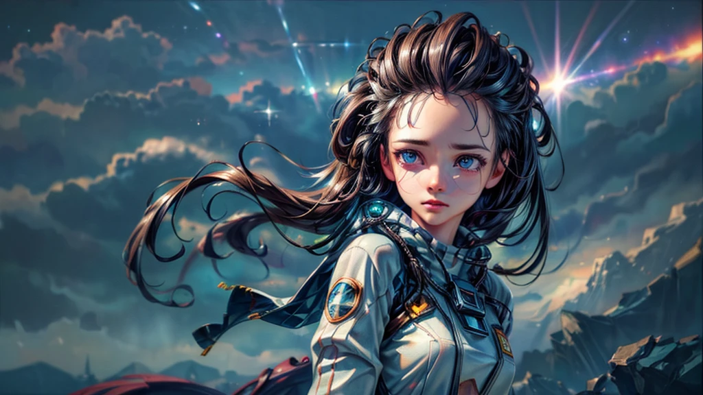 perfect eyes, Zoe,  girl, long hair, Heterochromia, astronaut, beautiful detailed eyes, beautiful detailed lips, extremely detailed eyes and face, long eyelashes, 1girl, astronaut, heterochromia, space, beautiful stars, beautiful galaxies, (best quality,4k,8k,highres,masterpiece:1.2),ultra-detailed,(realistic,photorealistic,photo-realistic:1.37),digital art, science fiction, surreal, cinematic lighting, vibrant colors, dramatic lighting, medium shot, full body, waist up, centered, detailed background, stars and galaxies in the distance, 