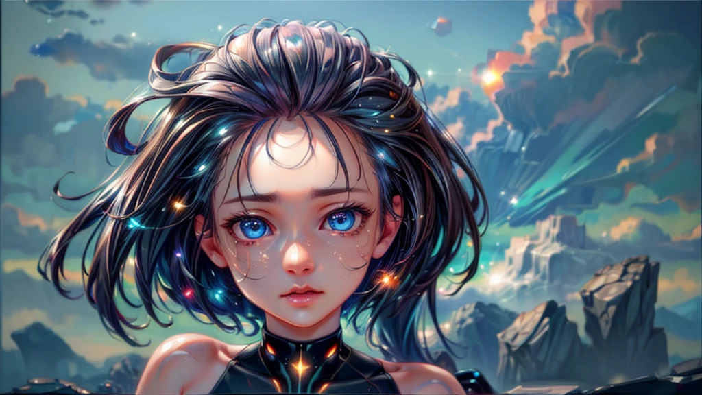 perfect eyes, Zoe, toddler girl, long hair, Heterochromia, astronaut, beautiful detailed eyes, beautiful detailed lips, extremely detailed eyes and face, long eyelashes, 1girl, astronaut, heterochromia, space, beautiful stars, beautiful galaxies, (best quality,4k,8k,highres,masterpiece:1.2),ultra-detailed,(realistic,photorealistic,photo-realistic:1.37),digital art, science fiction, surreal, cinematic lighting, vibrant colors, dramatic lighting, medium shot, full body, waist up, centered, detailed background, stars and galaxies in the distance, 