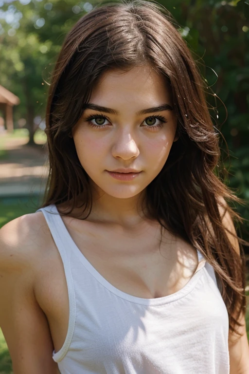 Realistic version cute girl Low quality with a snapchat filter