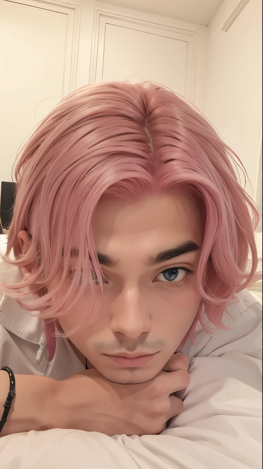 man with pink hair