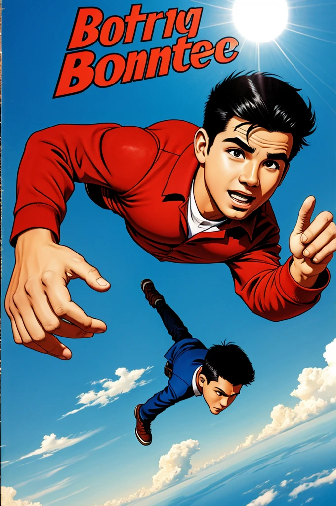 Comic a boy flying