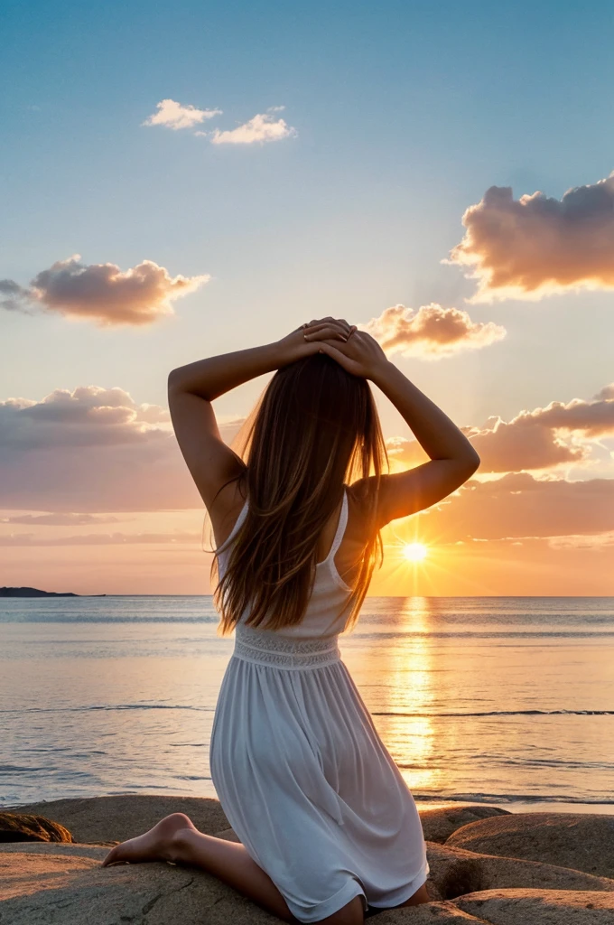 Create a high-resolution album cover with a 3:2 aspect ratio for a heartfelt worship song about drawing near to God. The image should evoke a sense of peace, spiritual connection, and healing. It should include:
A serene and quiet setting, perhaps a calm, natural landscape at sunrise or sunset
A subtle depiction of a figure in prayer or in a posture of worship, such as with hands lifted high or kneeling
Gentle, warm light shining, symbolizing divine presence and comfort
Soft, soothing colors, like pastels or warm tones, to convey a sense of warmth and tranquility