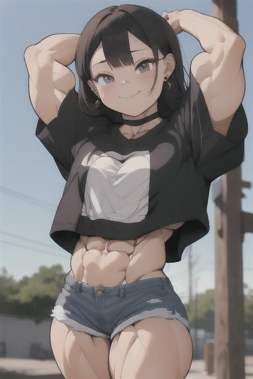 ((high definition image)), ((high definition image)), (Toned body), chica sexy, ABS(muscular:1.5) as, grab the chest, whole body, Variety of hair colors., variety of hairstyles, Hits, nail polish, ((beautiful girl)), ((topless girl)), ((naked girl)), broad, voluminous, ((Massive muscle girl)), (((big nipples))), ((voluminous girl)), ((big pecs)), pectoral swollen, huge pecs, ta sexy, ((chicas wearing earrings largos)), ((wearing earrings)), ((beautiful girls)), (((naked girl))), (((girl masturbating))), ((((haciendo flexión de ABS)))), ((((ABS venosos)))), ((((wearing jean shorts)))), wearing a choker, ((using a pin)), (((((wearing a t-shirt)))))