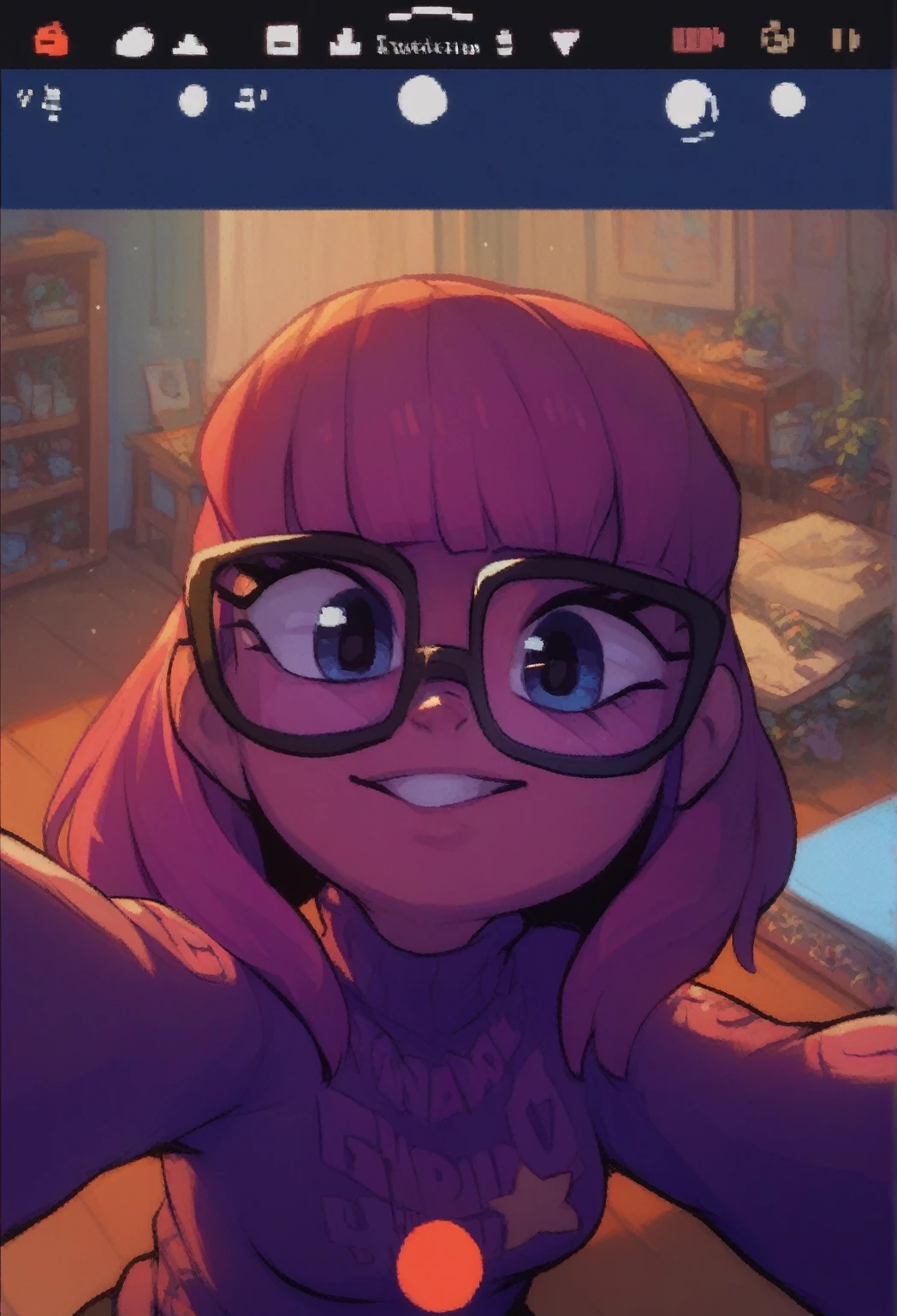 Change her pink hair for a black one 