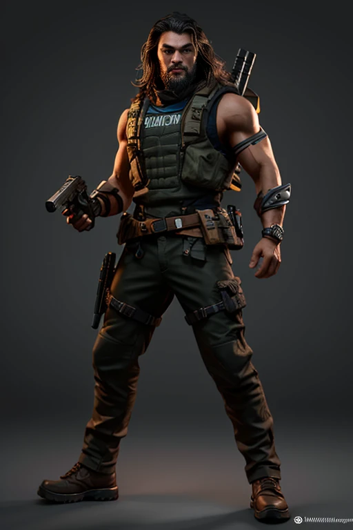Confident a Jason Momoa, Powerfull in (The Division pc game style gear), rifle in hands, Distopian New York background, (full body portrait:1.4), (dynamic pose, random pose, modeling:1.2) volumetric lighting, 8k octane beautifully detailed render, post-processing, portrait, extremely hyper-detailed, intricate, epic composition, cinematic lighting, masterpiece, very very detailed, masterpiece, stunning Detailed matte painting, deep color, fantastical, intricate detail, splash screen, complementary colors, fantasy concept art, 8k resolution, Unreal Engine 5, chiaroscuro, bioluminescent, Volumetric light, auras, rays, vivid colors(face in frame:1.4), (editorial medium full body shot photography), (8k, RAW photo, best quality, masterpiece:1.4), twilight lighting, volumetric lighting, natural lighting, beautiful lighting, trending on ArtStation, trending on CGSociety, dramatic lighting, by artgerm, by Liang Xing, by WLOP, immersive atmosphere, (chiaroscuro:0.2),Extremely Realistic,SDXL