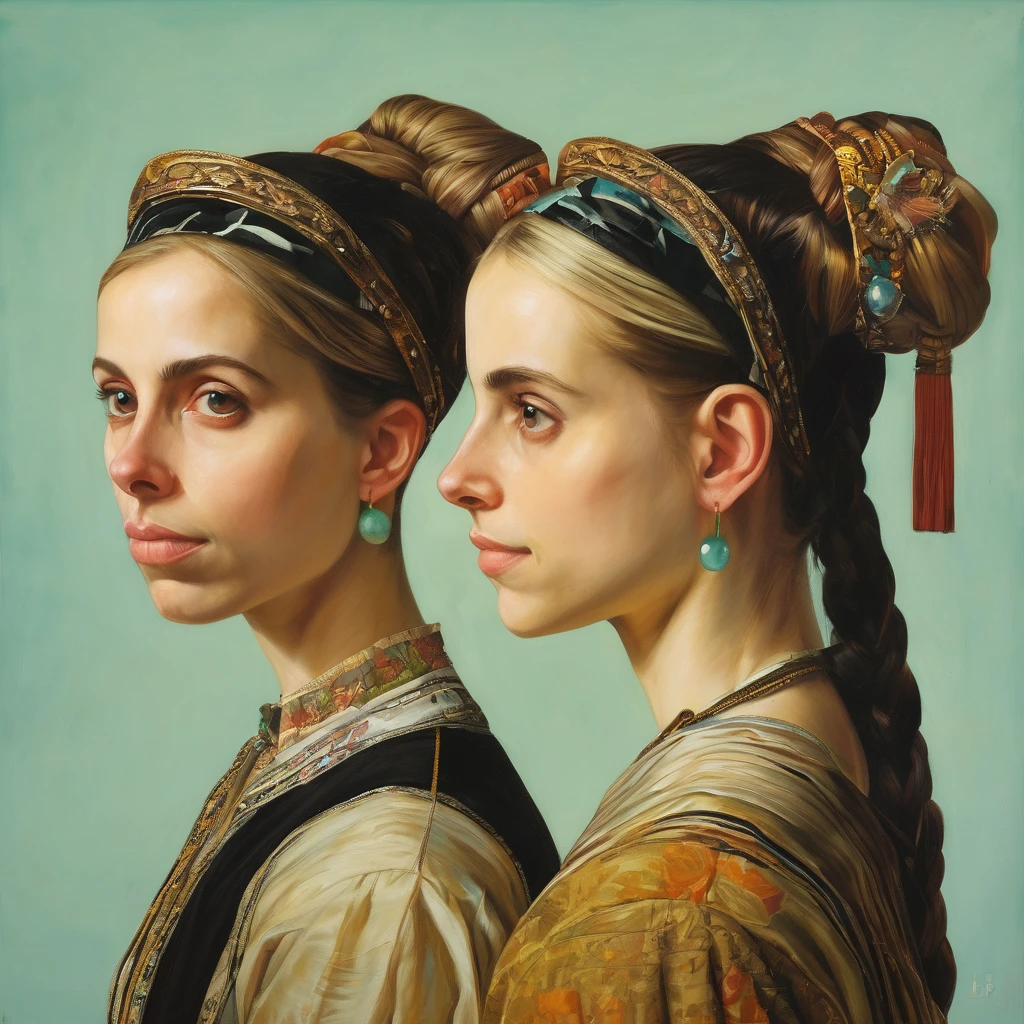 Two heads, (masterpiece, best quality:1.2), 1girl, solo, Laura Bailey