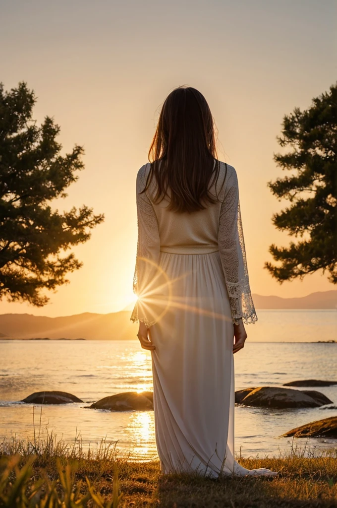 Create a high-resolution album cover with aspect ratio of 16:9 for a heartfelt worship song about drawing near to God. The image should evoke a sense of peace, spiritual connection, and healing. It should include: A serene and quiet setting, perhaps a calm, natural landscape at sunrise or sunset A subtle depiction of a figure's back in prayer or in a posture of worship, such as with hands lifted high or kneeling Gentle, warm light shining, symbolizing divine presence and comfort Soft, soothing colors, like pastels or warm tones, to convey a sense of warmth and tranquility