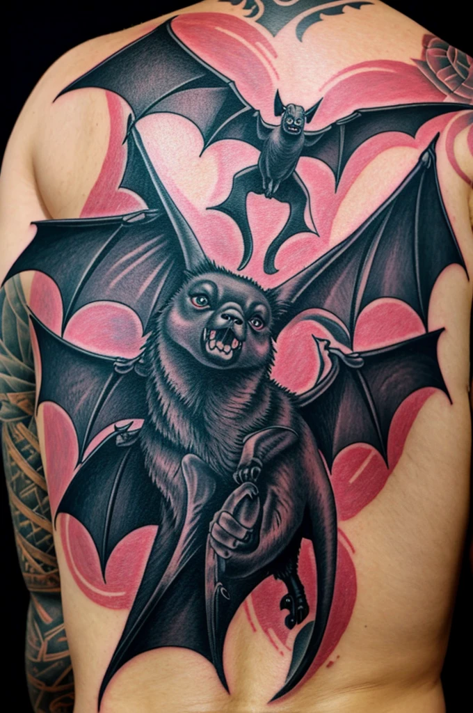 A tattooed singing bat