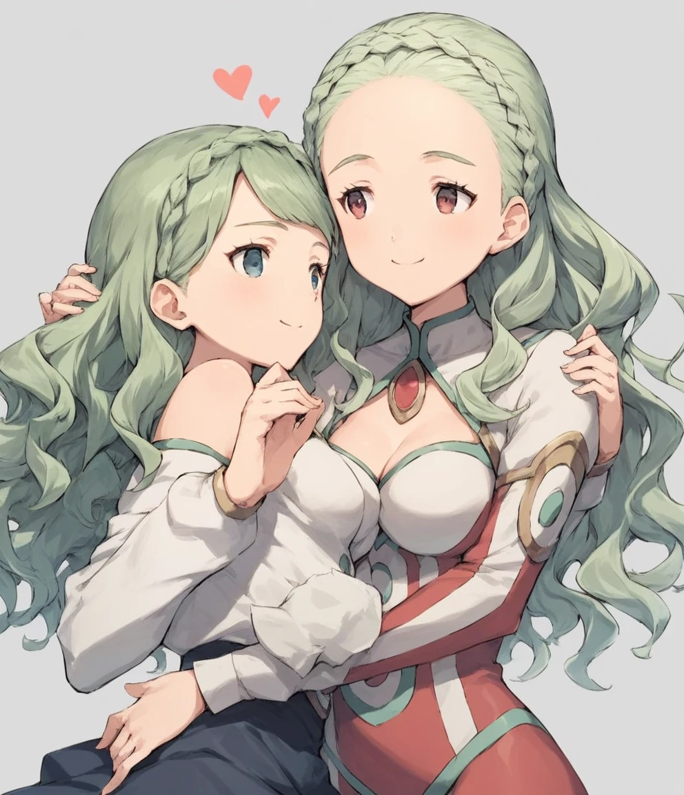 score_9, score_8_superior, score_7_superior, score_6_superior, score_5_superior, score_4_superior, sauce_anime, ピンクinエロい 1人の女の子, Güell, , Braiding, , Green Hair, Long Hair, , ((in)), Pause, smile, 　Heart Big Tits　Venus flytrap　Bewitching beauty and girls ballet　Embracing each other