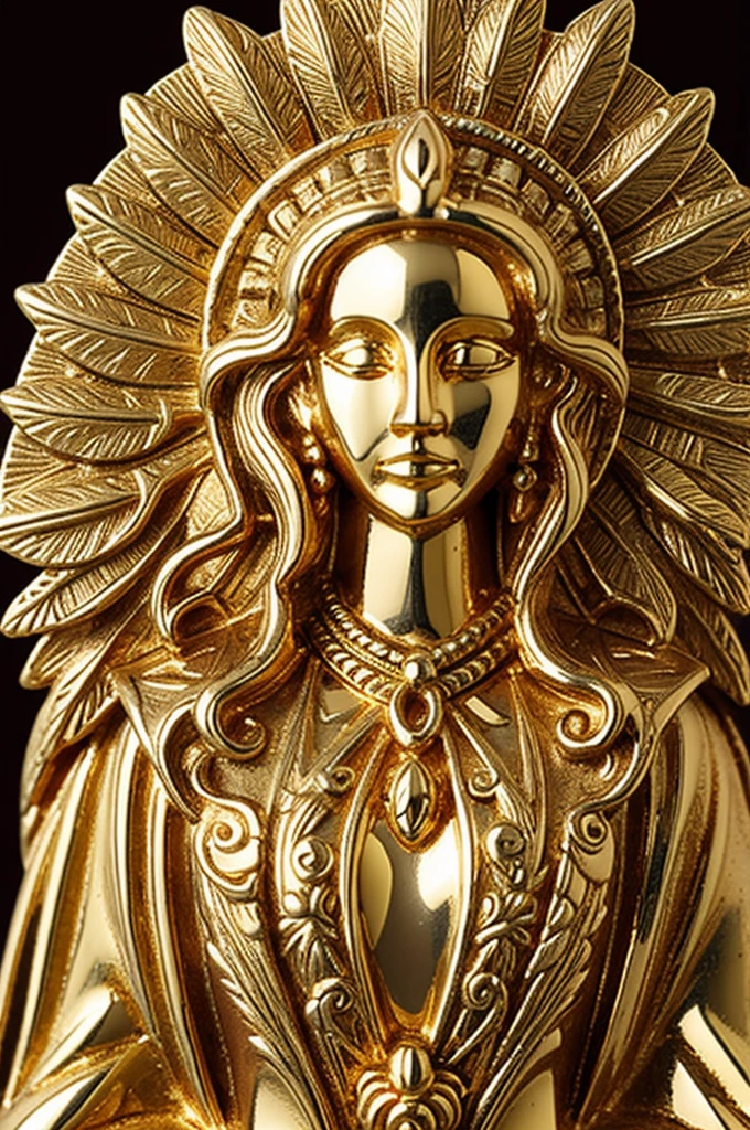 A golden coatlicue goddess brooch
