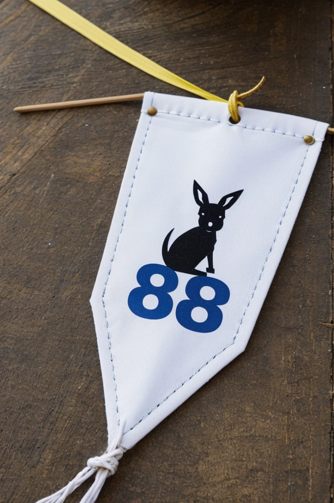 Act as a designer and make a pennant for a scout group called kangaroos that has the number 8.