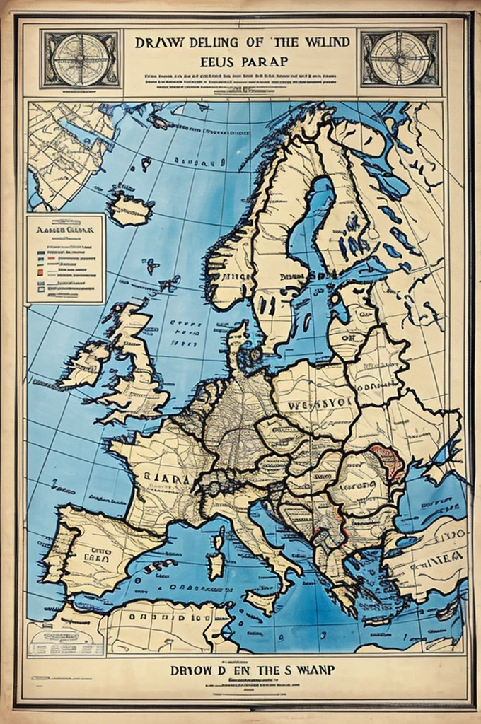 Drawing that appears to have been painted of the European map before the First World War
