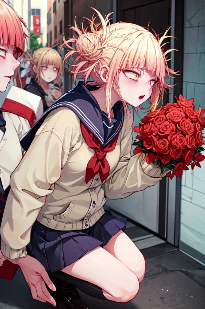 If covered in red blood、she