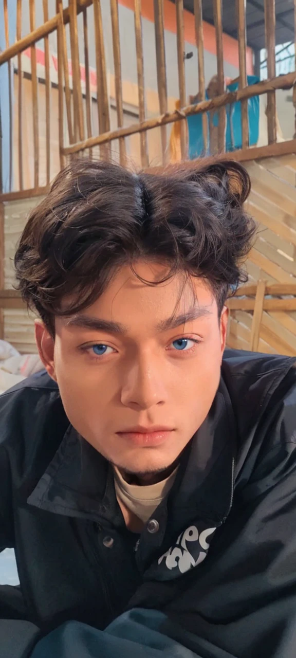 a man with long blond hair wearing a naruto headband, detailed face, piercing blue eyes, chiseled jawline, muscular body, dynamic action pose, explosions and fire effects in the background, highly detailed, vibrant colors, cinematic lighting, 8k, unreal engine, photorealistic